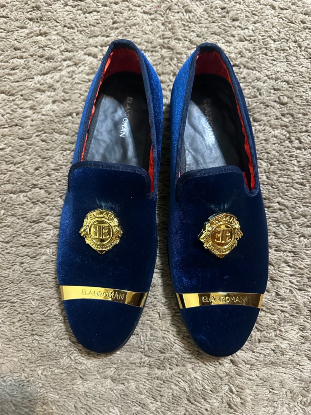 Vintage Elanroman Velvet “triple blue” party shoes size 13
